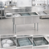 Thumbnail image #3 for Economy 3-Compartment Stainless Steel Sink with Dual Drainboards and 24 x 24 x 14 Inch Bowls