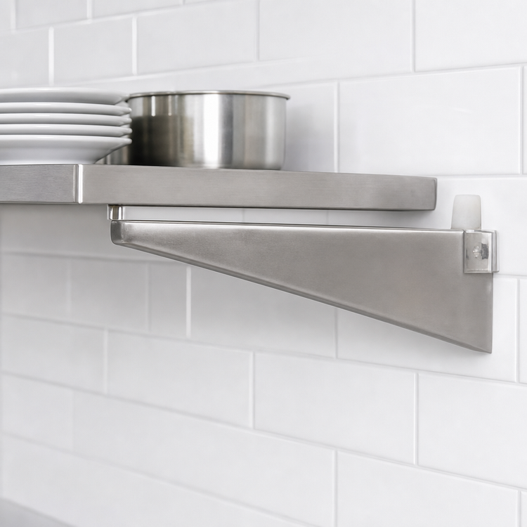 Product image #3 for Eagle Group 18 Inch Right-Hand Single Knob Stainless Steel Shelf Bracket for Cantilevered Shelving