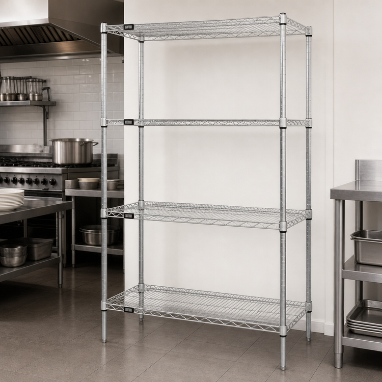 Product image #3 for Quantum 36"W x 21"D x 86"H Chrome-Plated 4-Shelf Wire Shelving Starter Kit