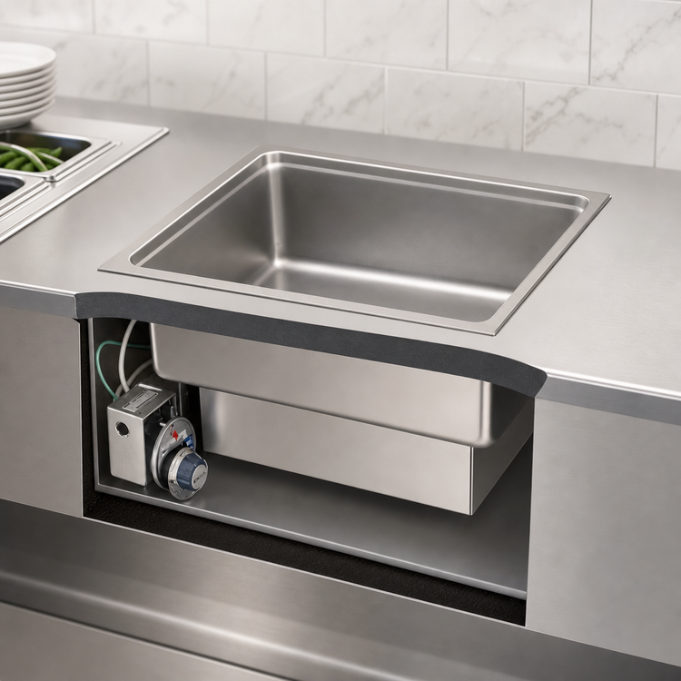 Product image #3 for Wells SS-206ERD Economy Built-In Electric Single-Well Food Warmer with Drain, 12 x 20 Inch Pan Opening