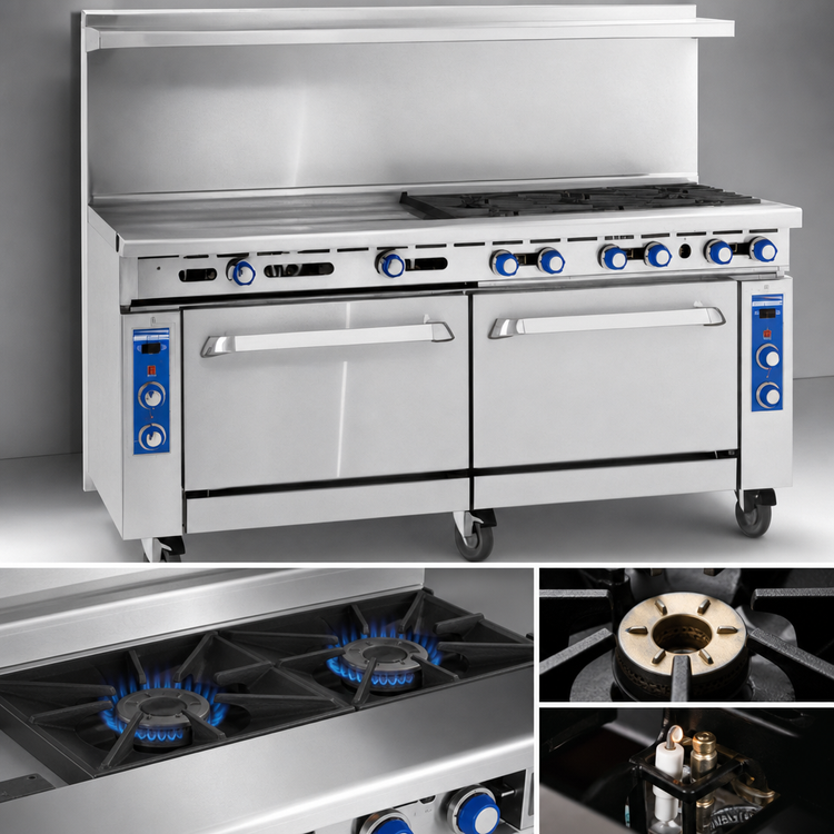 Product image #3 for Imperial Pro Series 72-Inch Gas Restaurant Range with 2 Open Burners, 60-Inch Griddle, Convection Oven, and Standard Oven