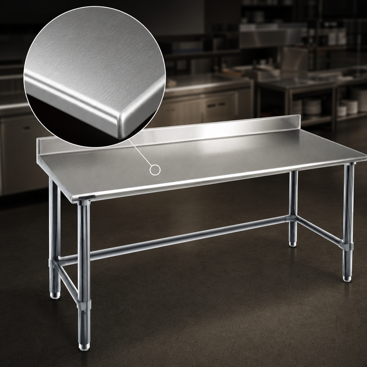 Product image #3 for Spec-Master 144" x 24" Stainless Steel Work Table with 4-1/2" Backsplash and Tubular Base