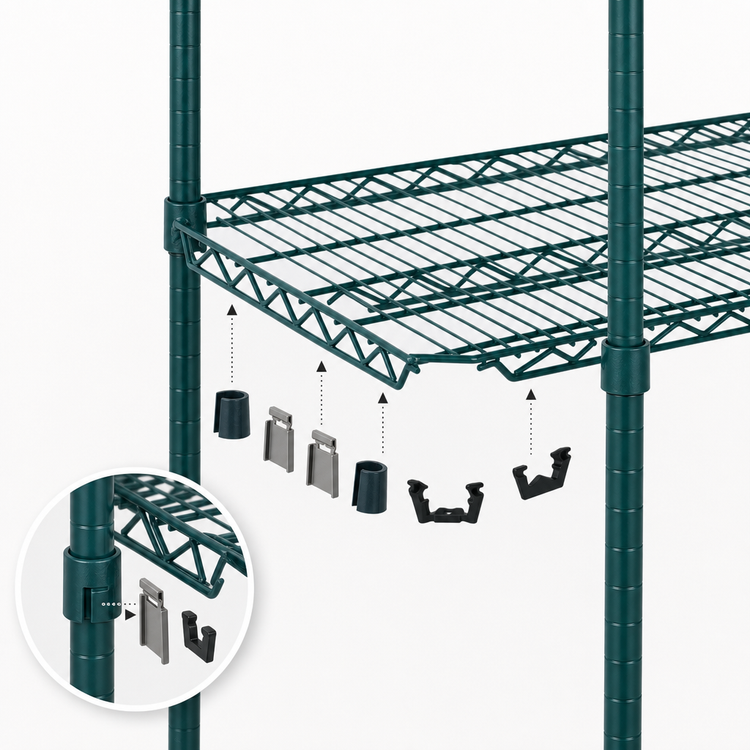 Product image #3 for Metro Super Erecta EZ-ADD 48 Inch x 24 Inch Wire Shelf with Corner Hardware, Metroseal Green