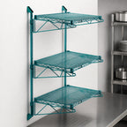 Thumbnail image #3 for Quantum WC54-CB2460P Wall-Mounted Cantilever Shelving Starter Unit, 3 Wire Shelves, Green Epoxy Antimicrobial Finish