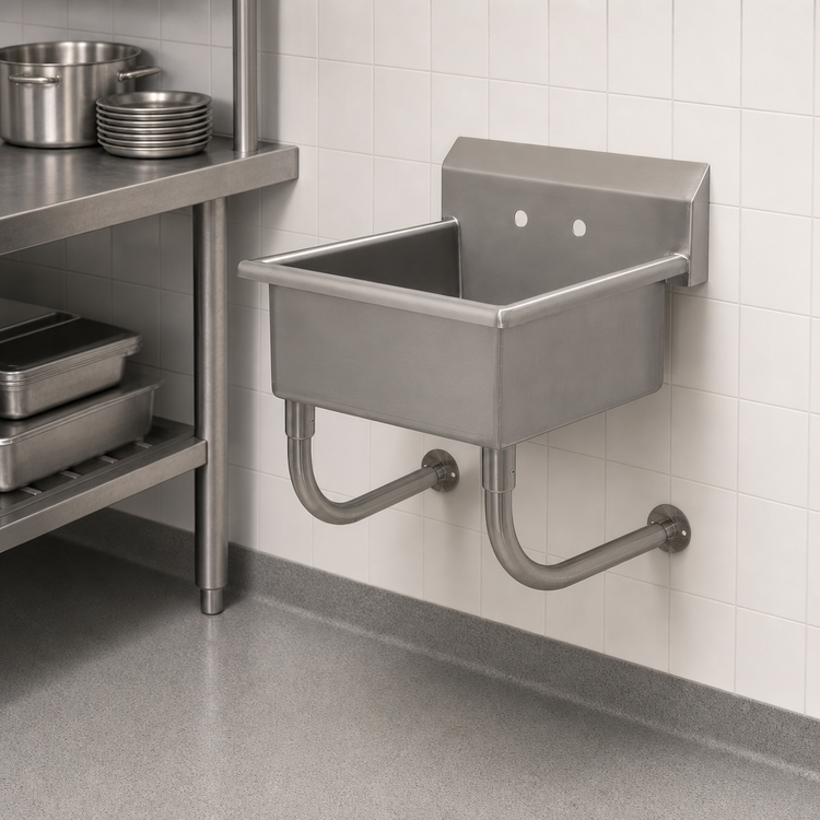 Product image #3 for Advance Tabco Wall-Mounted Stainless Steel Service Sink, 20" x 19-1/2" Bowl, 10" Deep