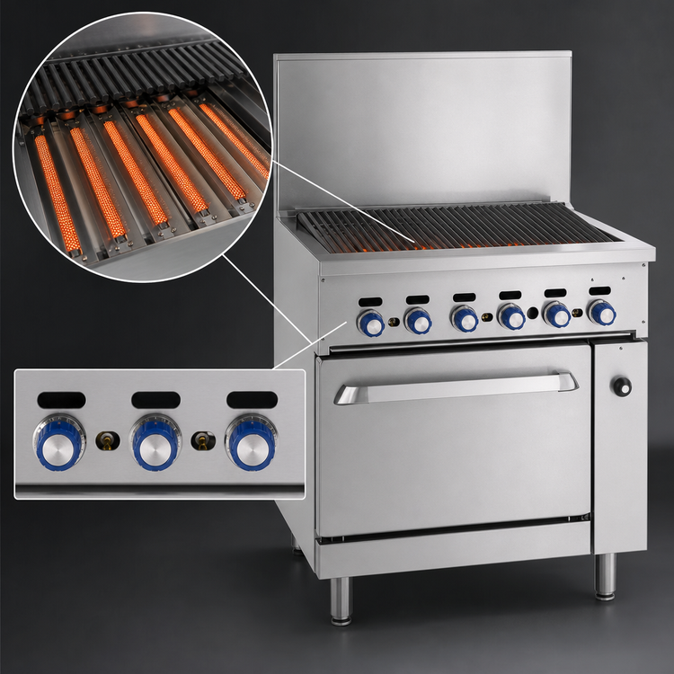 Product image #3 for Imperial Pro Series 48-Inch Gas Range Match Radiant Broiler with Standard Oven and Open Cabinet Base