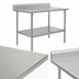 Thumbnail image #3 for John Boos Stallion 48 x 36 Inch 16-Gauge Stainless Steel Top Work Table with 5-Inch Backsplash and Galvanized Undershelf