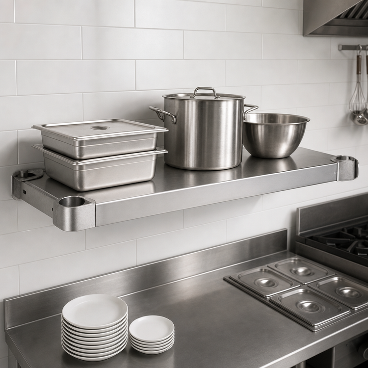 Product image #4 for Quik-Set 42 x 24-Inch Solid Flat Stainless Steel Shelf with Marine Edge, 1000 lb. Capacity