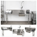 Thumbnail image #3 for BK Resources BKSDT-72-L-P3-G 72-Inch Straight Left-to-Right Soiled Dish Table with 20 x 20 x 8-Inch Pre-Rinse Sink and Faucet