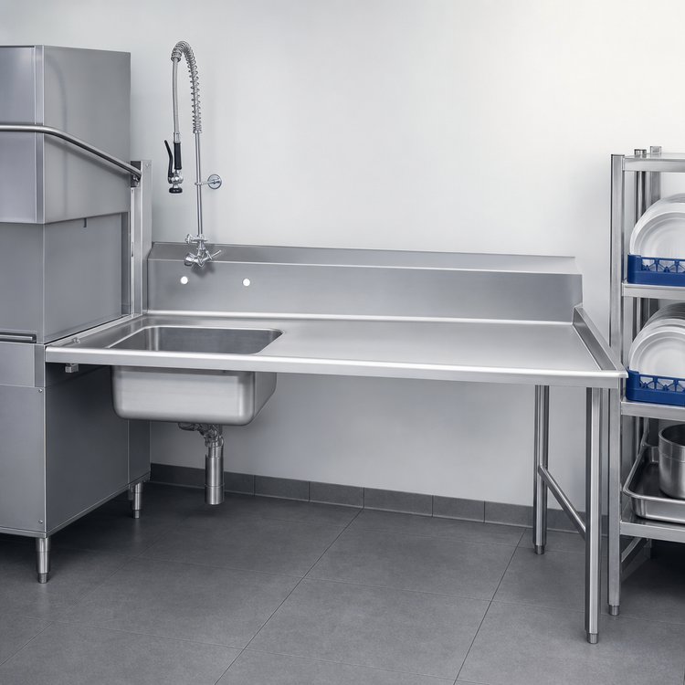 Product image #3 for Advance Tabco Straight Soil Right Dishtable with Pre-Rinse Sink, 107 Inch, 14 Gauge 304 Stainless Steel