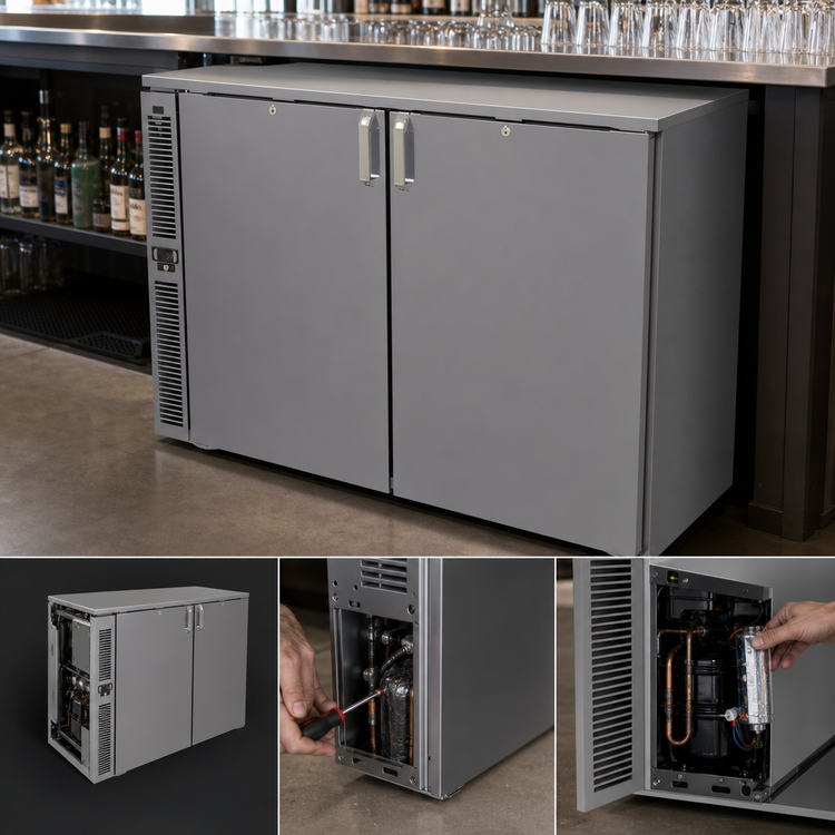 Product image #3 for Glastender F1SB48 Side-Serviced Two-Section Bar Froster / Glass Chiller, 48 Inch Wide, Self-Contained