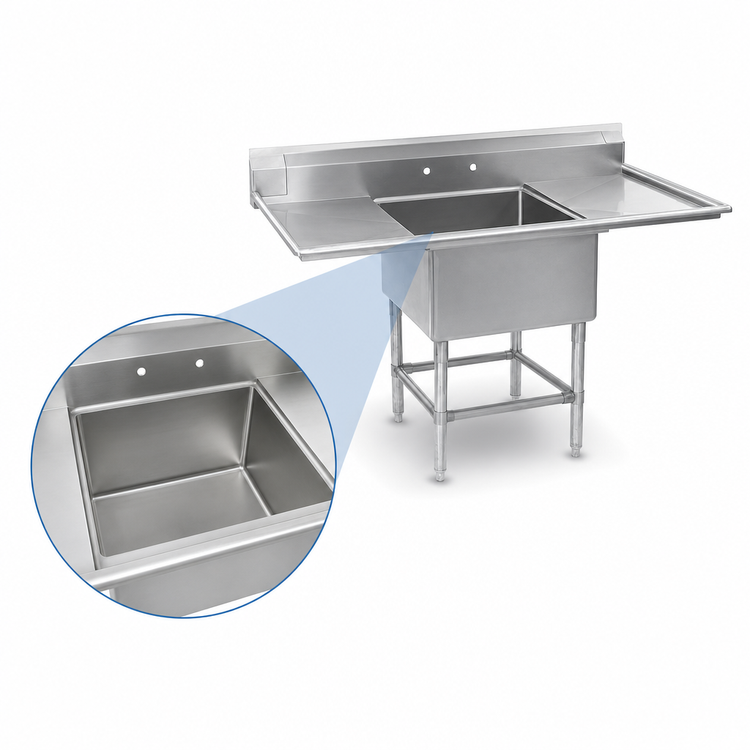 Product image #3 for Spec-Master 1-Compartment Sink with Right Drainboard, 59-1/2 Inch Wide, 14-Gauge Stainless Steel