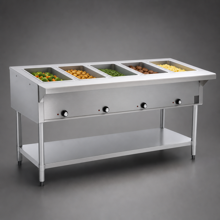 Product image #3 for Eagle Group Stationary Electric Hot Food Table, Open Base, 5 Dry Wells, 79-Inch Wide, 240V