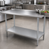 Thumbnail image #3 for Advance Tabco 144-Inch x 24-Inch 16-Gauge 430 Stainless Steel Work Table with 1-1/2-Inch Rear Up-Turn and Galvanized Undershelf