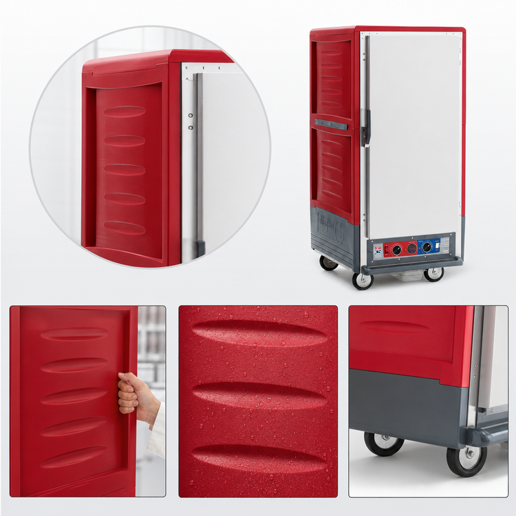 Product image #3 for Metro C5 3 Series 3/4-Height Mobile Heated Holding and Proofing Cabinet with Red Insulation Armour and Fixed Wire Slides