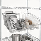 Thumbnail image #4 for Metro Super Erecta BSK2448NC 48 x 24 Inch Hopper-Style Chrome-Plated Wire Basket Shelf