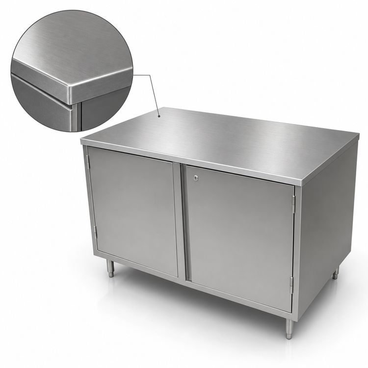 Product image #3 for BK Resources 60" x 36" Stainless Steel Chef Table with Locking Cabinet Base