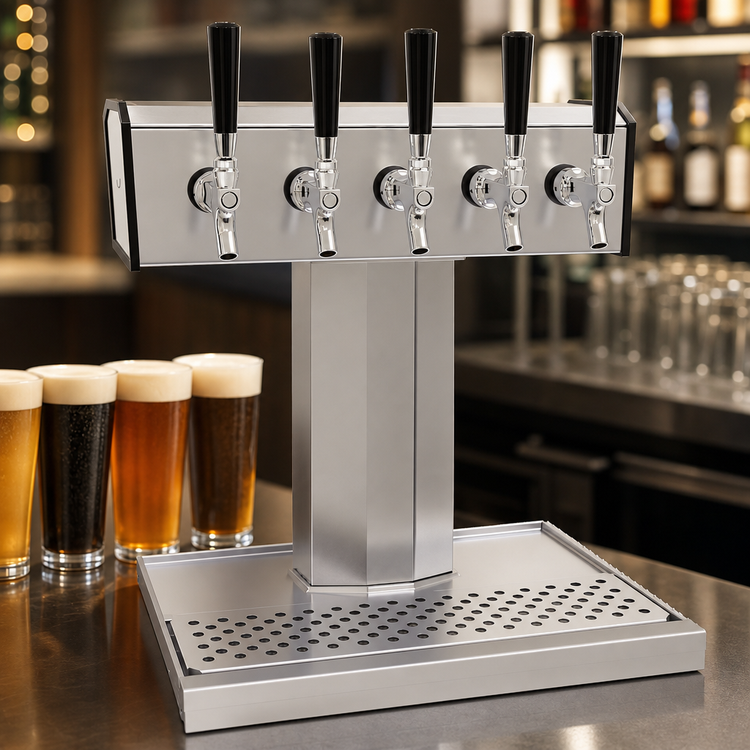 Product image #3 for Glastender Tee Draft Countertop Dispensing Tower with 5 Stainless Steel Faucets