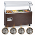 Thumbnail image #3 for Vollrath 2-Series Affordable Portable 4-Well Lighted Buffet Hot Food Station with Enclosed Base, Walnut Woodgrain, 120V