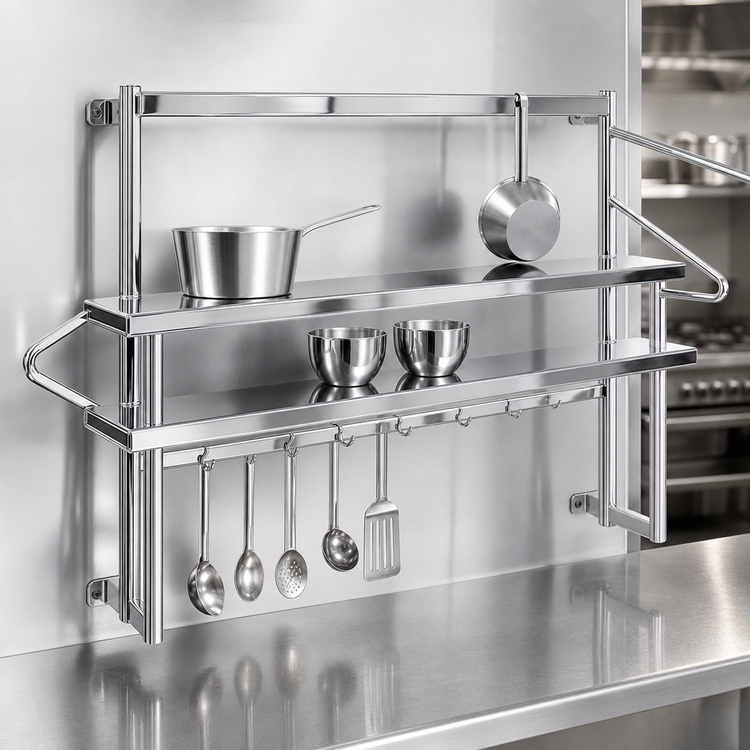 Product image #3 for Eagle Group 79 Inch Chrome Plated Single-Bar Table-Mounted Pot & Ladle Rack