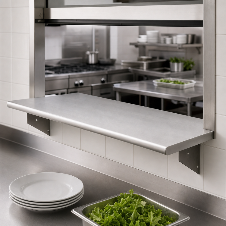Product image #3 for Eagle Group 84-Inch Pass-Thru Wall Shelf, 18-Inch Deep, 304 Stainless Steel
