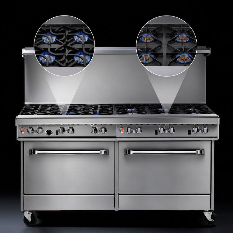 Product image #3 for Southbend Ultimate 60-Inch Gas Restaurant Range with 8 Open Burners, Convection Oven and Cabinet Base