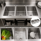 Thumbnail image #3 for John Boos Pro-Bowl PB-DISINK162012-3 3-Compartment Stainless Steel Drop-In Sink with Deck-Mount Faucet Holes, 56 x 25 x 12 Inches