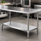 Thumbnail image #3 for John Boos SSK6-36132 132 x 36 Inch 16-Gauge 300 Series Stainless Steel Optional Undershelf for Work Tables