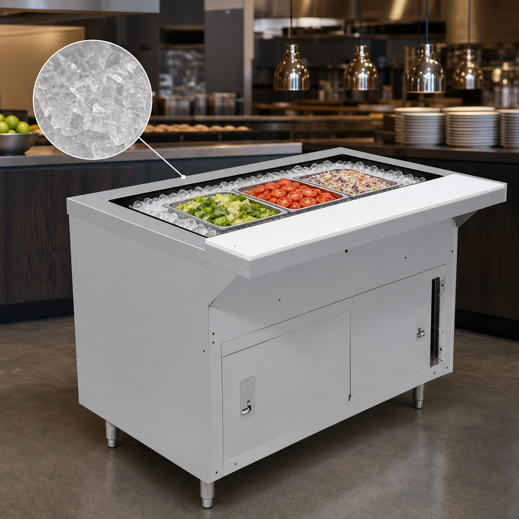 Product image #3 for Advance Tabco Triumph Supreme Heavy Duty Ice-Cooled Serving Counter, 47-1/8"W x 36-1/4"D x 35"H, 3-Pan