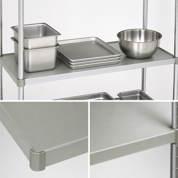 Product image #3 for Eagle Valu-Master 42 Inch x 21 Inch Solid Commercial Shelf, Gray Epoxy-Coated Galvanized Steel