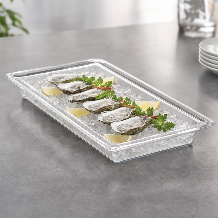 Product image #3 for American Metalcraft Rain Collection Clear Rectangular Styrene Rain Tray, 152 oz., 21 x 13 x 2 Inches