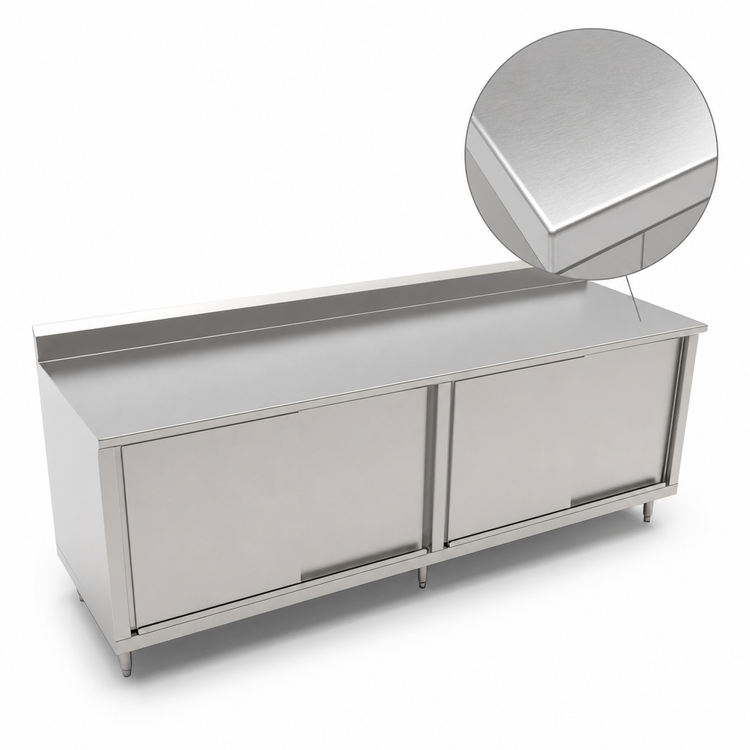 Product image #3 for John Boos 144 x 24-Inch Stainless Steel Enclosed Work Table with Sliding Doors and 5-Inch Backsplash