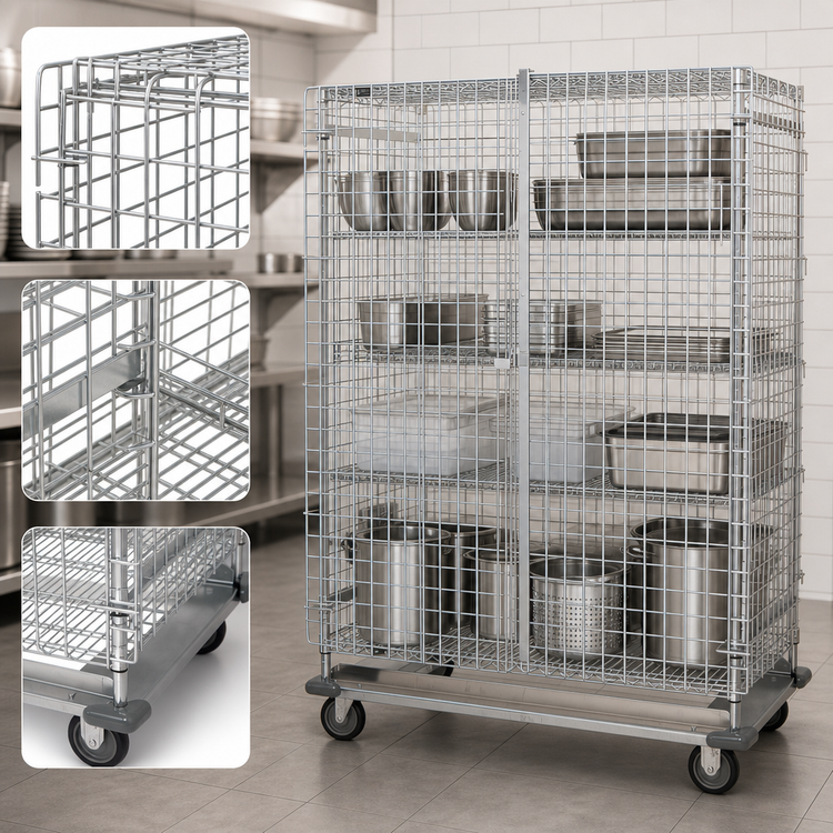 Product image #3 for Quantum 36 x 24 x 70 Inch Mobile Security Cage with Dolly Base, Chrome Plated