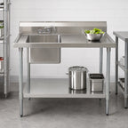 Thumbnail image #3 for BK Resources BKMPT-3060S-L-P-G 60-Inch x 30-Inch Stainless Steel Sink Work Table with Left-Side Prep Sink and Undershelf