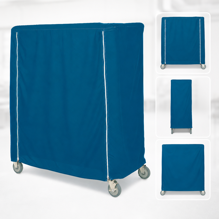 Product image #3 for Metro Mariner Blue Uncoated Denier Nylon Banquet Cart Cover for 48 x 18 x 62 Inch Carts