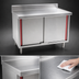 Thumbnail image #3 for Eagle Group Spec-Master Marine Series Enclosed Work Table with Cabinet Base and Hinged Doors, 48 x 30 Inch, 14/304 Stainless Steel Top, 4-1/2 Inch Backsplash