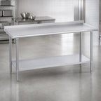 Thumbnail image #3 for Duke Manufacturing 416-2460-2R 60 x 24 Inch Stainless Steel Work Table, 16 Gauge 400 Series Top, 1-1/8 Inch Riser, Galvanized Undershelf