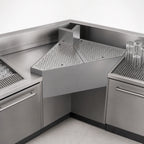 Thumbnail image #3 for Krowne Royal Series KR24-DFC90 Stainless Steel 90° Underbar Corner Filler with Perforated Drainboard Top, 24-Inch Deep, One Leg