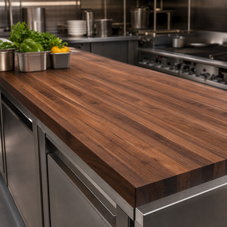 Product image #3 for John Boos Boos Block American Black Walnut Kitchen Countertop, 132 in. x 38 in. x 1-1/2 in., Flat No-Backsplash