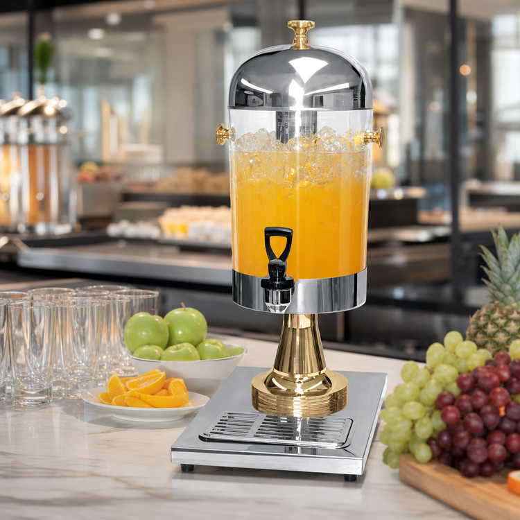 Product image #3 for Thunder Group 2.2 Gallon Single Juice Dispenser with Ice Core Center and Gold Accents