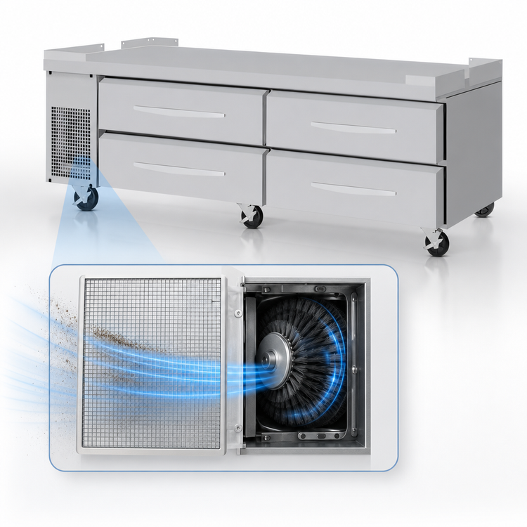 Product image #3 for Turbo Air PRO Series Two-Section Refrigerated Chef Base with Flat Top and 4 Drawers, 84-1/8 Inch