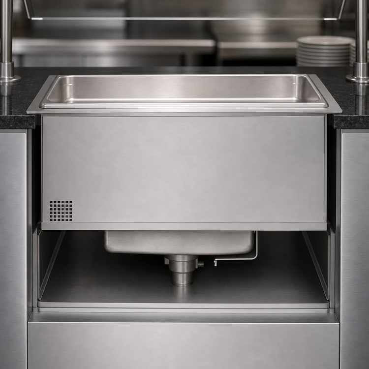Product image #3 for Hatco Built-In Rectangular Heated Well with Drain, Insulated, Thermostatic Controls, Full-Size Pan