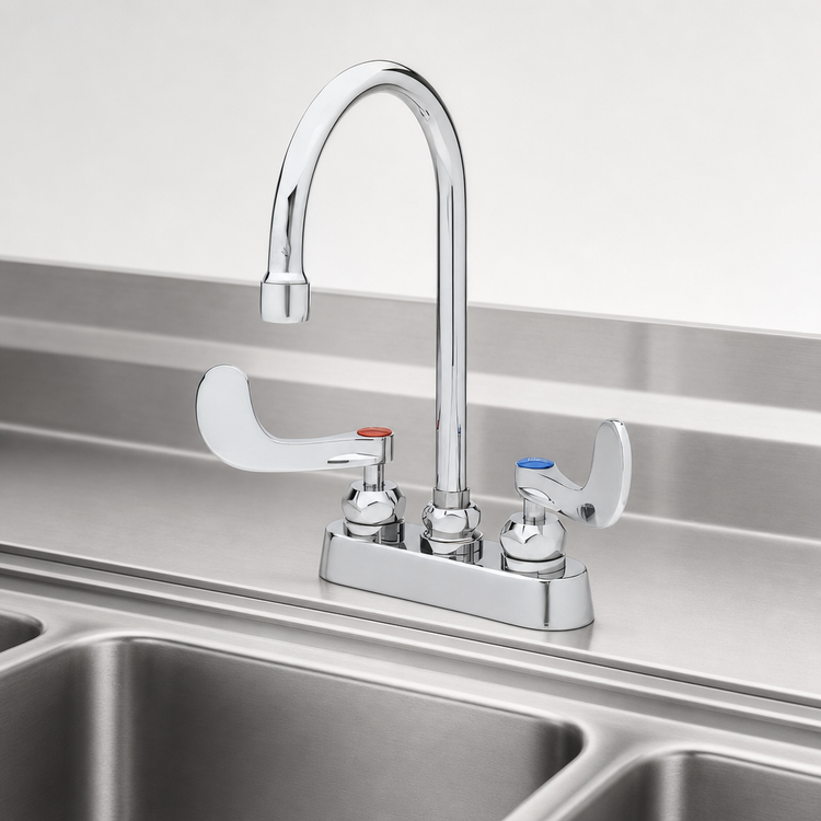 Product image #3 for T&S Brass B-1141-04-CR 4-Inch Centers Workboard Mixing Faucet with 5-3/4-Inch Swivel Gooseneck