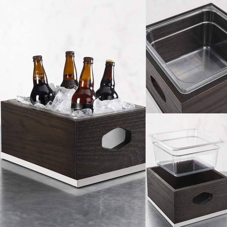 Product image #3 for Cinderwood Rectangular Oak Wood Ice Housing with Clear Polycarbonate Pan