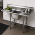 Thumbnail image #3 for Eagle Group 414 Series 68-Inch Freestanding 1-Compartment Stainless Steel Sink with Left and Right Drainboards