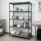 Thumbnail image #3 for Quantum WR86-2142WPM 4-Tier Stationary Wire Plastic Mat Shelving Unit, 42W x 21D x 86H, Green Epoxy