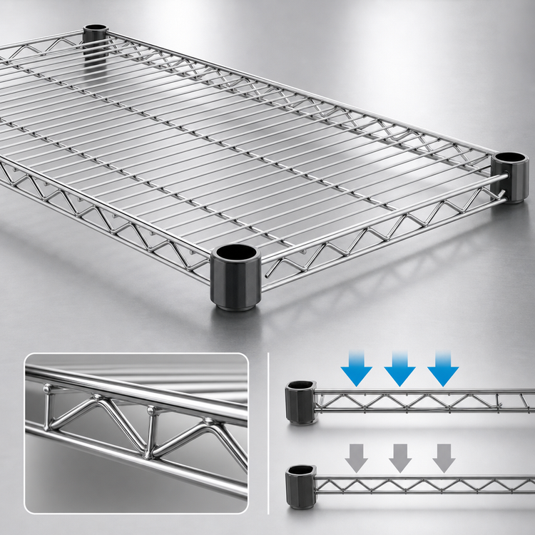 Product image #3 for Eagle Group Quad-Adjust 54-Inch x 24-Inch Stainless Steel Wire Shelf