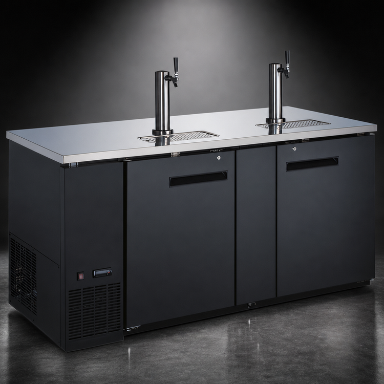 Product image #3 for 69-Inch Two-Section Draft Beer Cooler/Kegerator with 2 Dispensers, 3 Half-Barrel Keg Capacity, Flat Top and Black Exterior