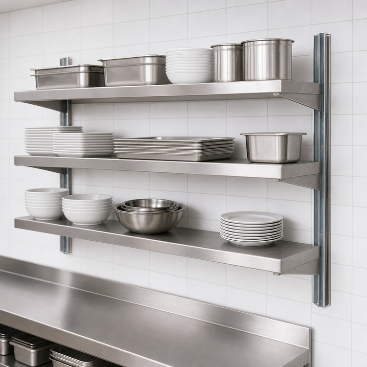 Product image #3 for Eagle Group Standard Wall-Mounted Cantilever Shelving Aluminum Upright, 144-Inch, NSF