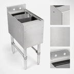 Thumbnail image #4 for John Boos UBDS-1812 Freestanding Slim-Line Underbar Dump Sink, 1 Bowl, Stainless Steel, 12"W x 18"D x 32-1/2"H, 3" Backsplash